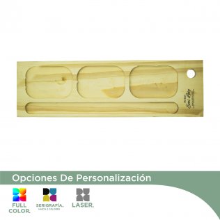 Tabla de Madera Para Picadas (4 Espacios) 12cm - 39cm